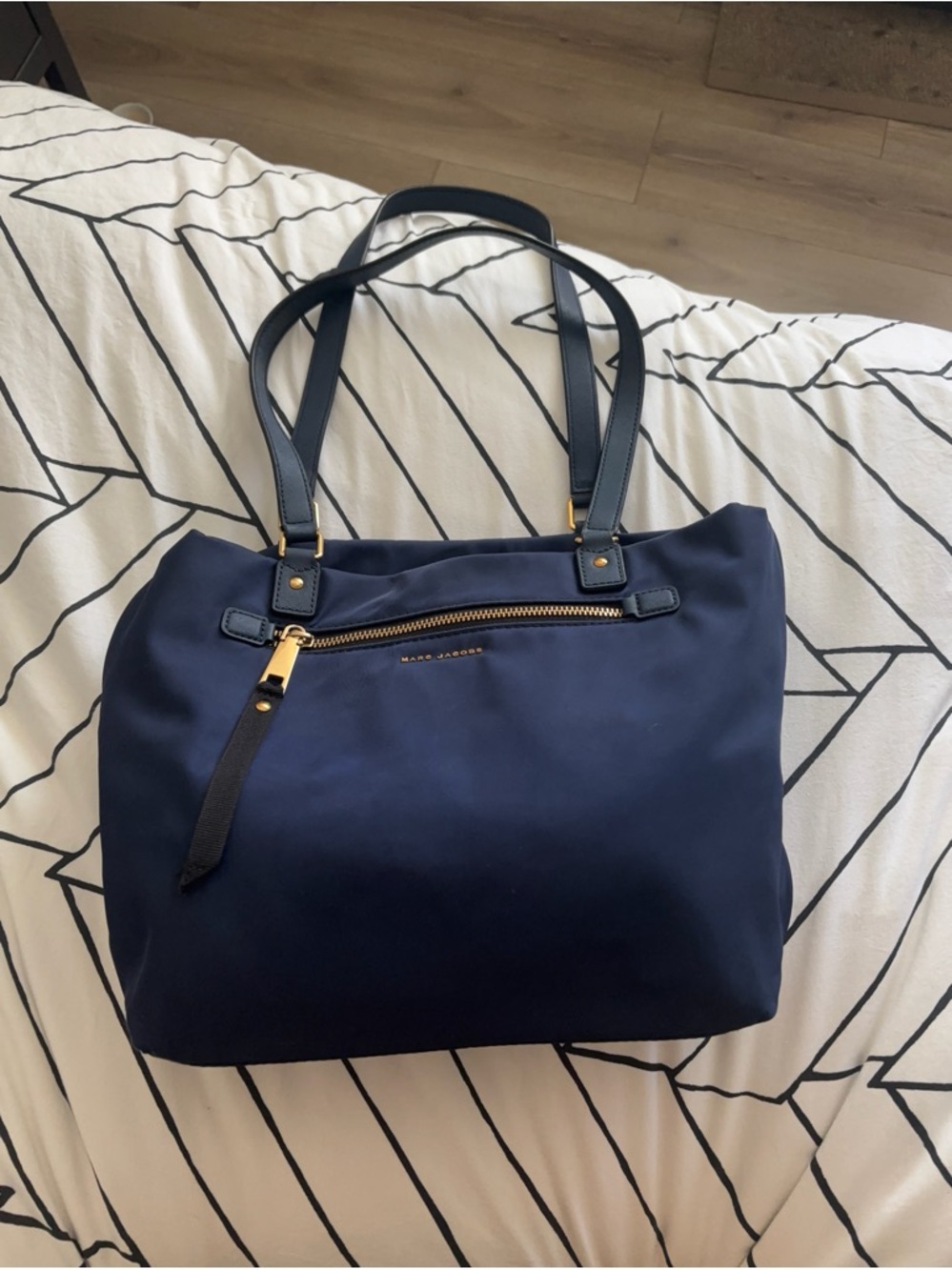 Marc Jacobs Navy Tote with Gold-Tone Hardware
